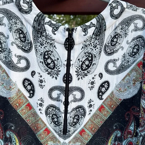 🩷 Alice + Olivia; Beautiful, Unique Design, 3/4 Length Sleeve Short Dress, Sz. L - Picture 5 of 11